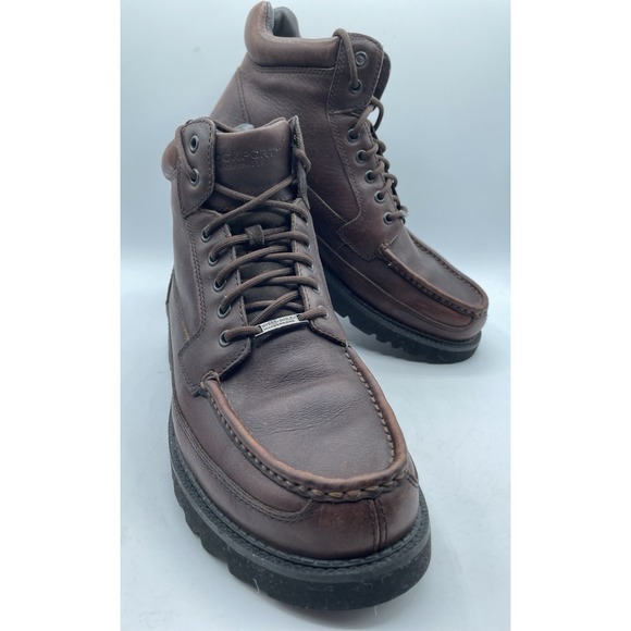 Rockport Men's Chocolate Dougland Moc-Toe‎ Hi-Top Lace Up Leather Boots Sz 11 US - Picture 1 of 9